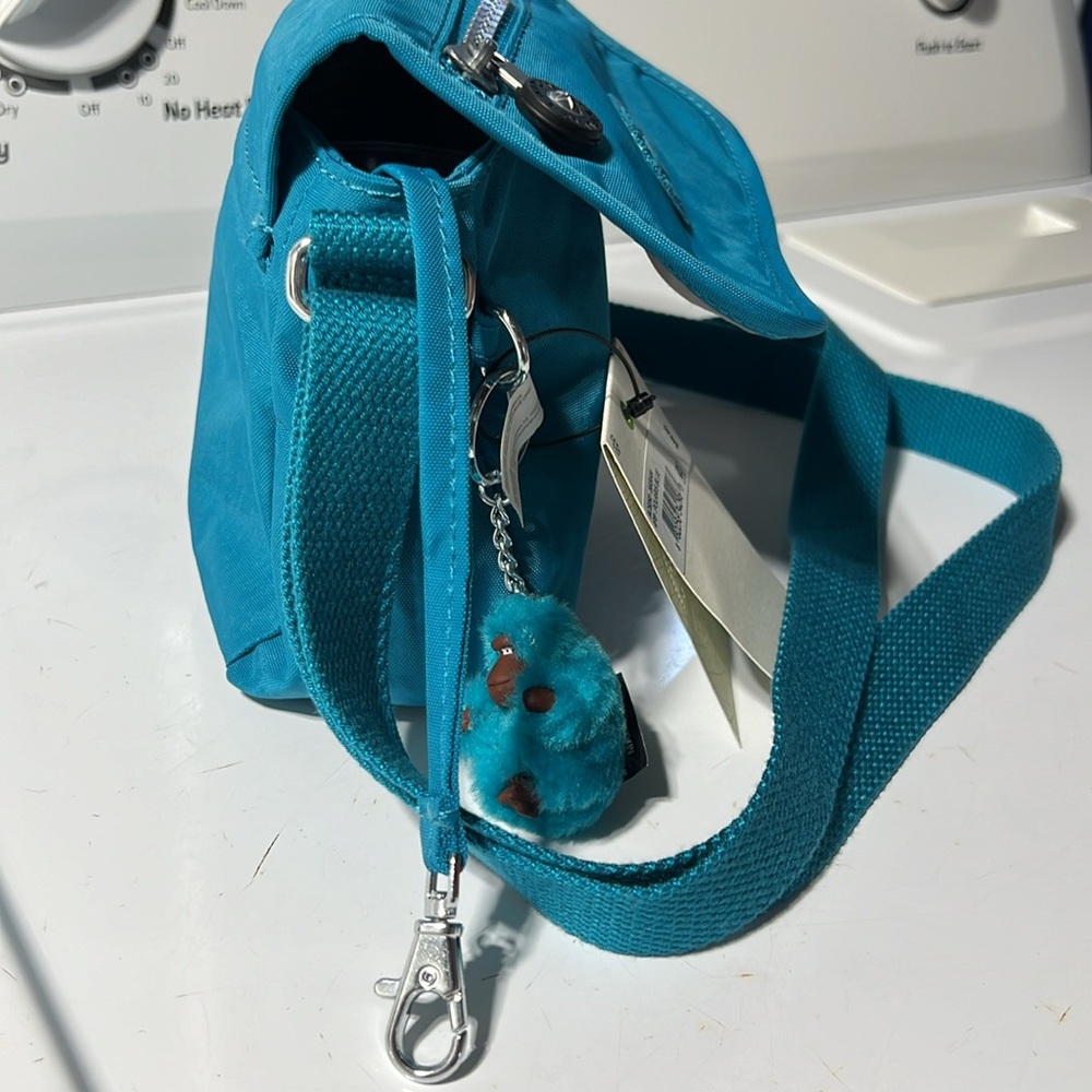 Kipling Teal Crossbody Bag with Monkey Charm - Picture 6 of 10